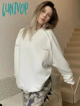 Lunivop Korean Streetwear Embroidery Sweatshirt Women Grunge Kpop Harajuku White Pullover Aesthetic